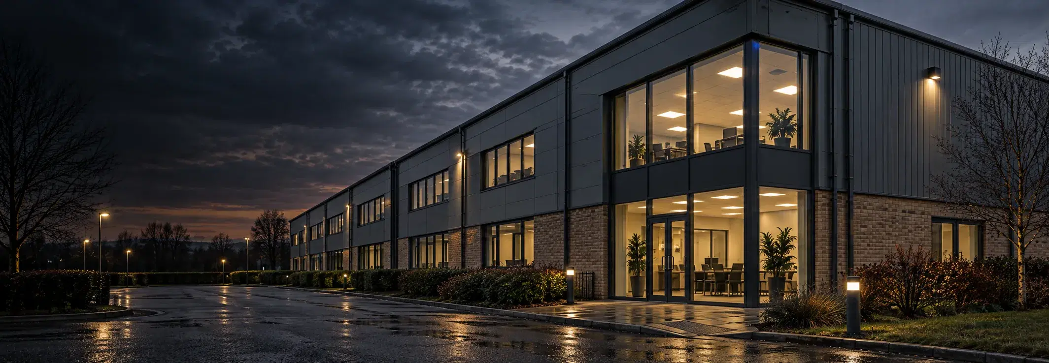Modern glass-fronted commercial building