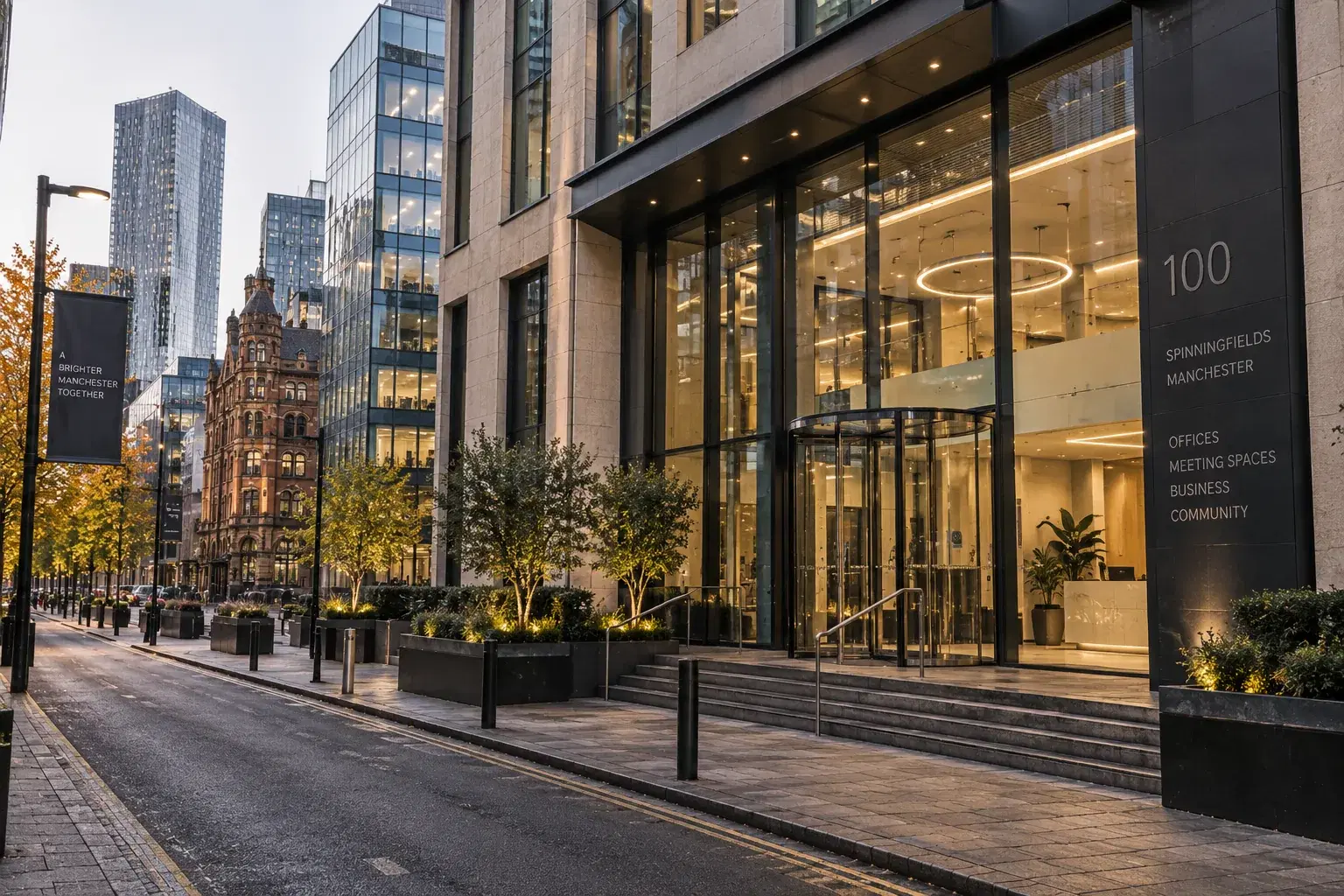 Modern Manchester commercial office entrance