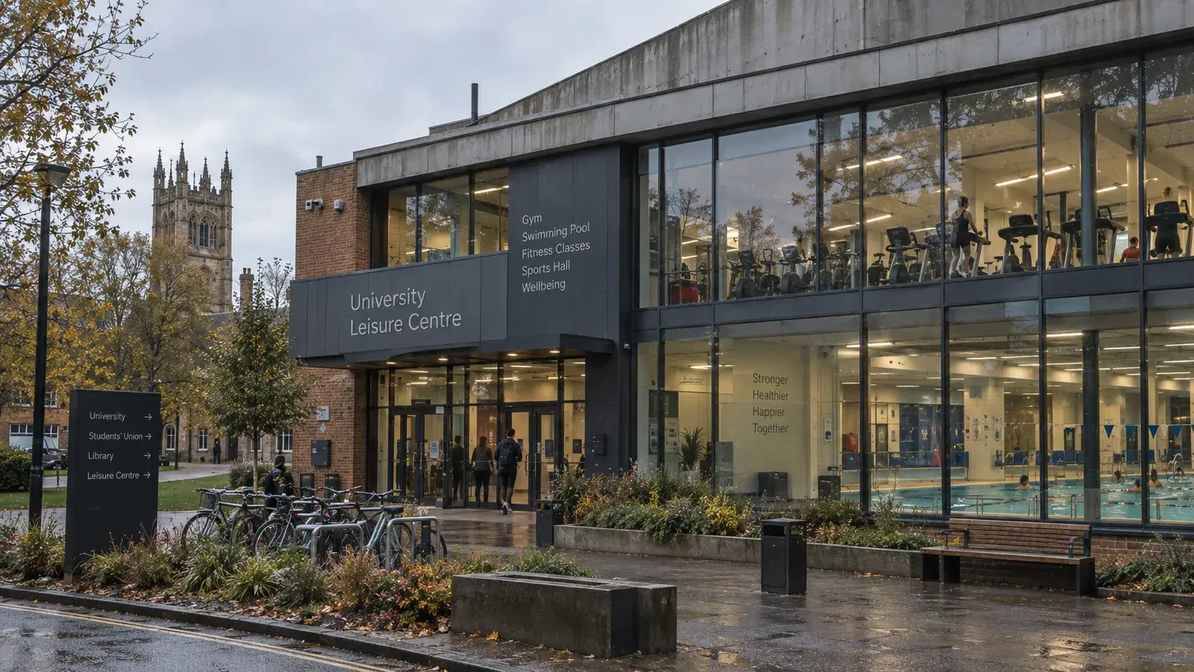 UK university leisure centre with gym and swimming pool
